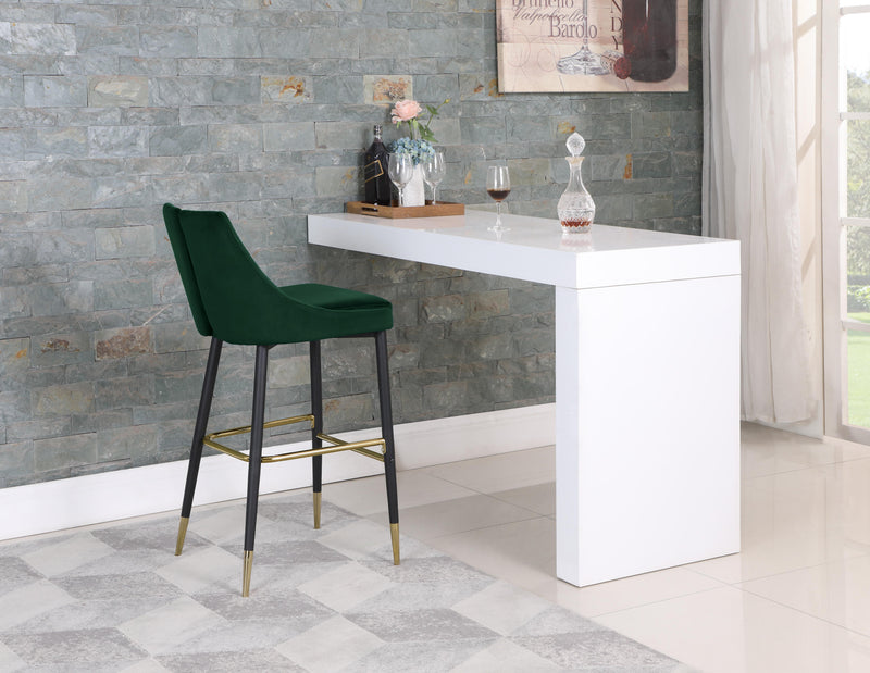 Sleek Green Velvet Stool