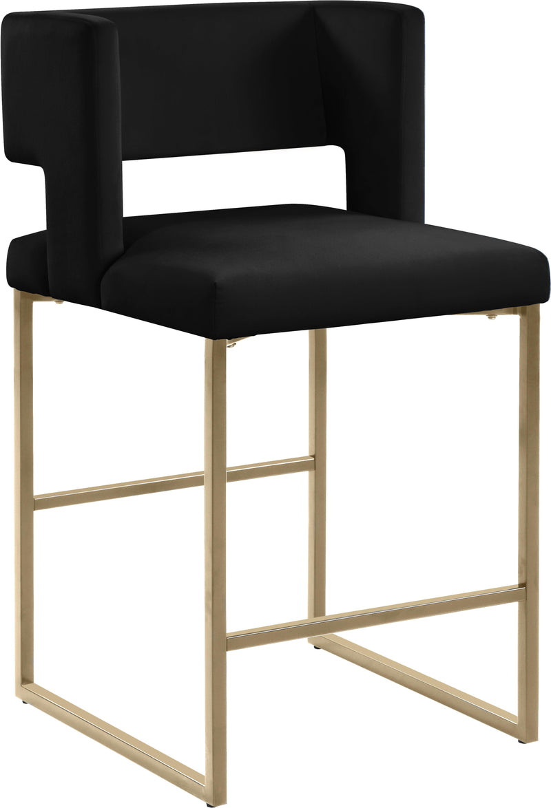 Caleb Black Velvet Counter Stool