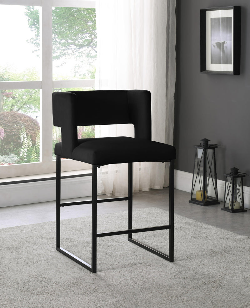 Caleb Black Velvet Counter Stool