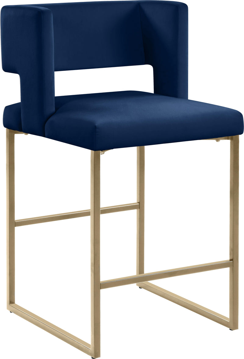 Caleb Navy Velvet Counter Stool