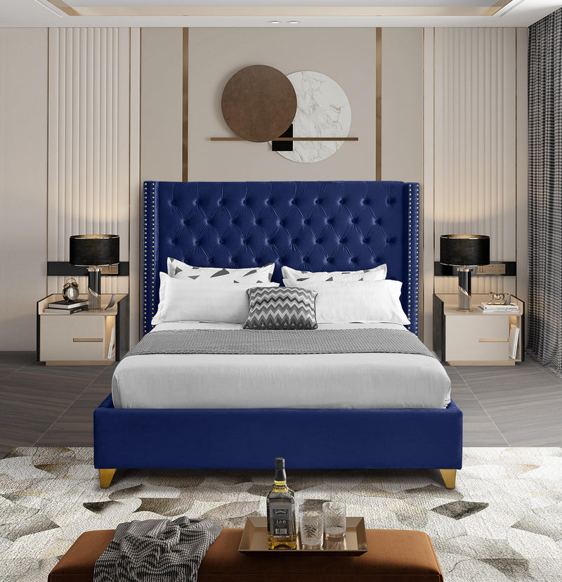 Barolo Navy Velvet Full Bed