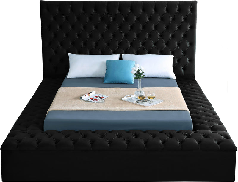 Bliss Black Velvet Queen Bed (3 Boxes)