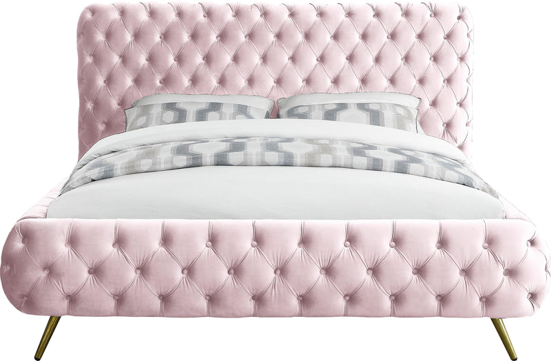Delano Pink Velvet Queen Bed
