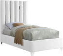 Enzo White Velvet Twin Bed
