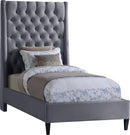 Fritz Grey Velvet Twin Bed