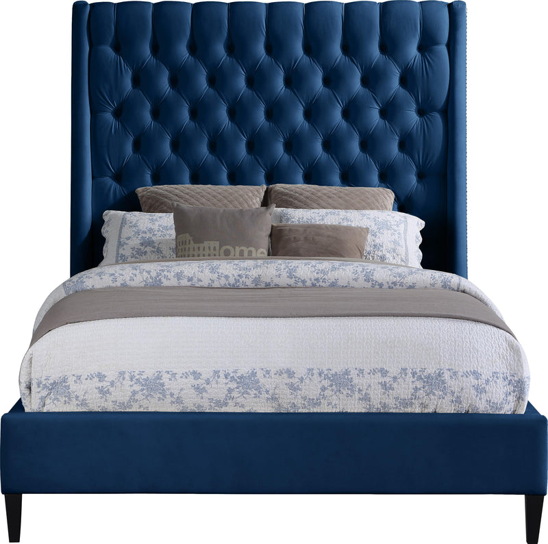 Fritz Navy Velvet Queen Bed