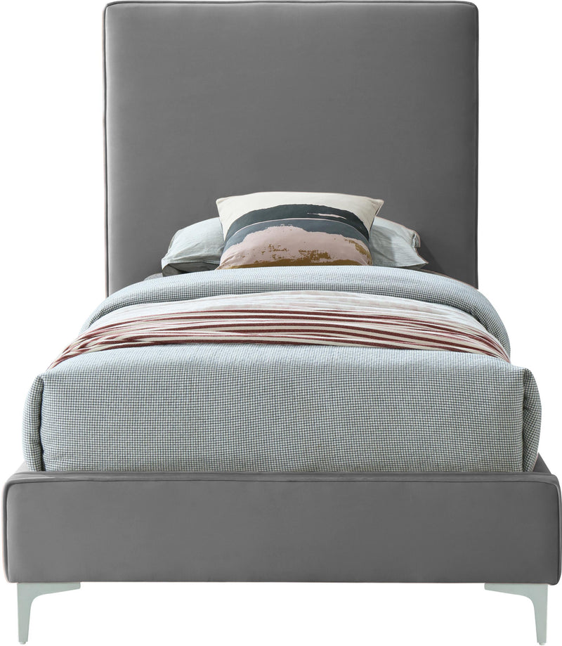 Geri Grey Velvet Twin Bed