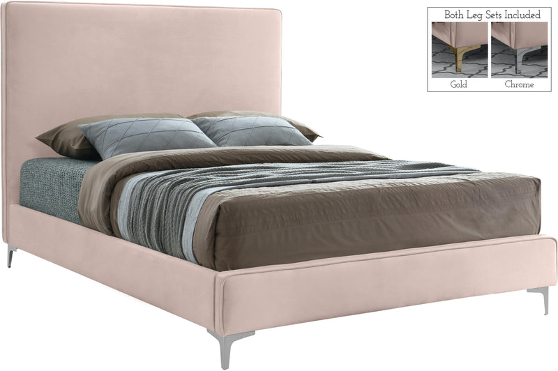 Geri Pink Velvet Queen Bed