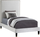 Harlie Cream Velvet Twin Bed