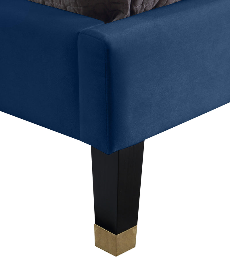 Harlie Navy Velvet Twin Bed