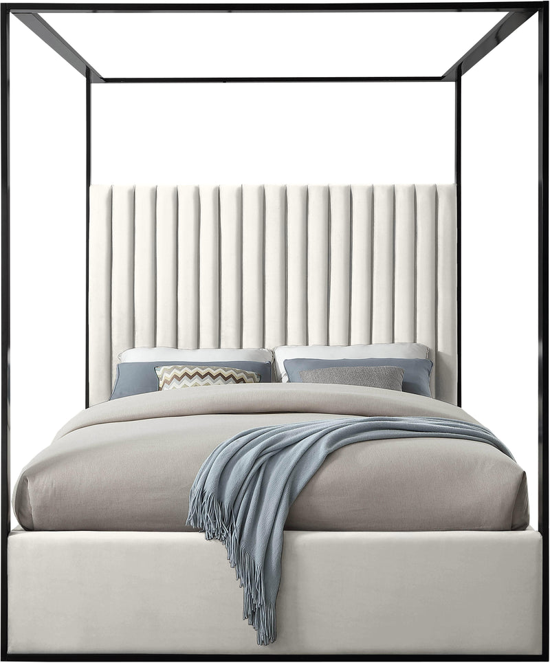 Jax Cream Velvet King Bed