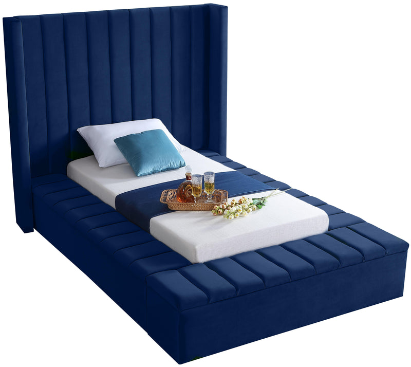 Kiki Navy Velvet Twin Bed (3 Boxes) image