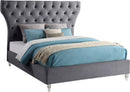 Kira Grey Velvet Queen Bed