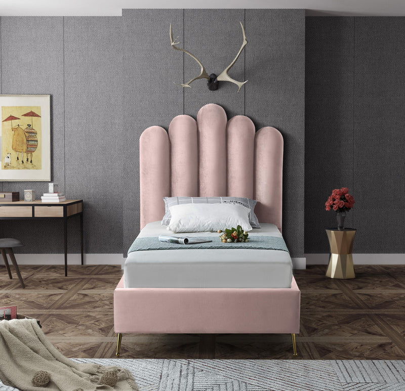 Lily Pink Velvet Twin Bed