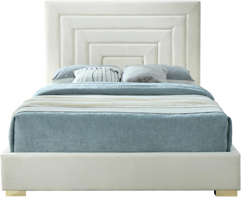 Nora Cream Velvet King Bed