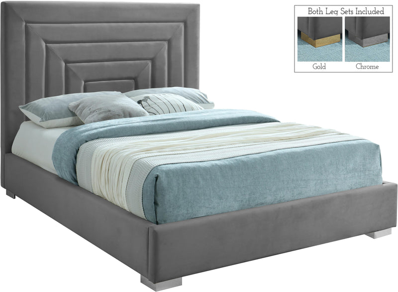 Nora Grey Velvet Full Bed