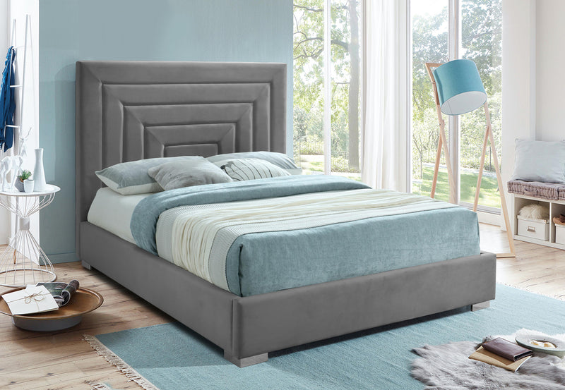 Nora Grey Velvet Queen Bed