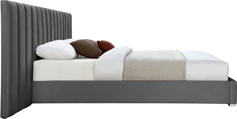 Pablo Grey Velvet Queen Bed