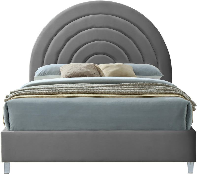 Rainbow Grey Velvet King Bed