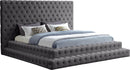 Revel Grey Velvet King Bed (3 Boxes)
