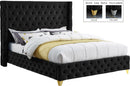 Savan Black Velvet Queen Bed