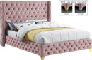 Savan Pink Velvet King Bed