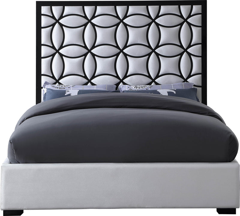 Taj White Velvet King Bed