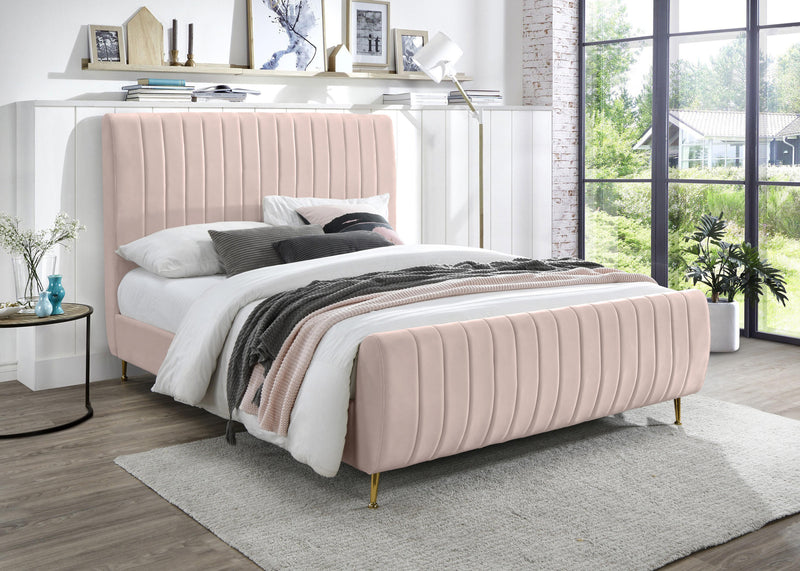 Zara Pink Velvet Full Bed (3 Boxes)