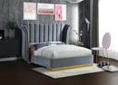Flora Grey Velvet King Bed (3 Boxes)