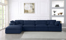 Serene Navy Linen Fabric Deluxe Cloud Modular Sectional
