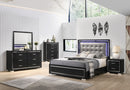 Black & Silver Tufted LED Bedroom Set B380
