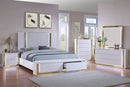 White & Gold LED Storage Bedroom Set B811