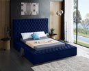 Bliss Navy Velvet Full Bed (3 Boxes)