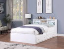 White Captain's Bed with Bookcase Headboard CB231