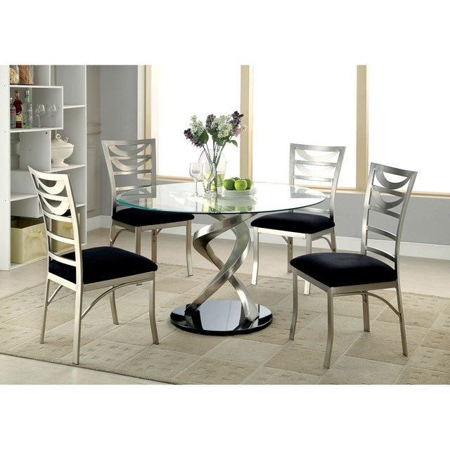 ROXO Silver/Black Side Chair (2/CTN)