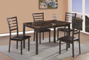 Brown Faux Marble 5-Piece Dinette Set with Ladder-Back Chairs D045T