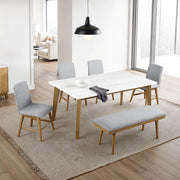 Juego de comedor de 6 piezas Mandier con banca