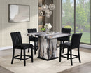 Brown Faux Marble Counter Height Set with Black Chairs D162