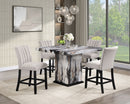 Brown Faux Marble Counter Height Set with Cream Chairs D162
