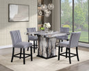 Brown Faux Marble Counter Height Set with Gray Chairs D162