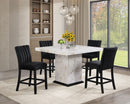Gold Faux Marble Counter Height Set with Black Chairs D162