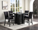Black Faux Marble Counter Height Set with Black Chairs D163