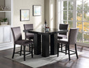 Black Faux Marble Counter Height Set with Gray Chairs D163