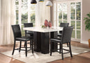 Black Faux Marble Counter Height Set with Black Chairs D163