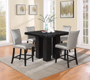 Black Faux Marble Counter Height Set with Silver Chairs D163