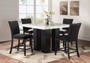 White Faux Marble Counter Height Set with Black Chairs D163