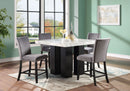 White Faux Marble Counter Height Set with Gray Chairs D163
