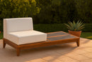 Rio Off White Waterproof Fabric Outdoor Patio Modular Chair w/ Integrated Table