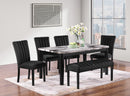 Brown Faux Marble Dining Set with Black Velvet Chairs D310