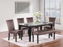 Brown Faux Marble Dining Set with Chocolate Velvet Chairs D310